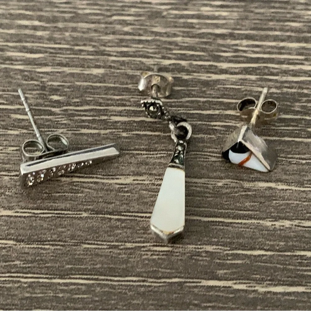 Earring Lot Sterling Silver 925 Rebecca Minkoff Hematite Triangle Stud